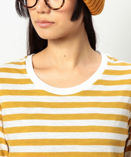 coen（コーエン）の「スラブ天竺ボーダーカットソー（Tシャツ/カットソー・レディース・ブラック/グレー/マスタード/ネイビー・LARGE/MEDIUM）」の10枚目の写真