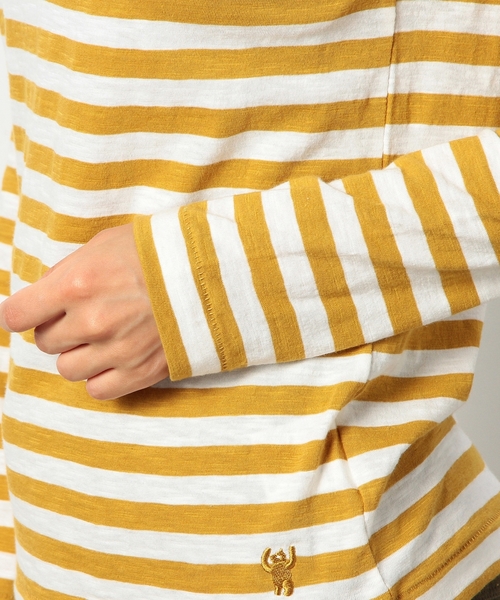 coen（コーエン）の「スラブ天竺ボーダーカットソー（Tシャツ/カットソー・レディース・ブラック/グレー/マスタード/ネイビー・LARGE/MEDIUM）」の11枚目の写真