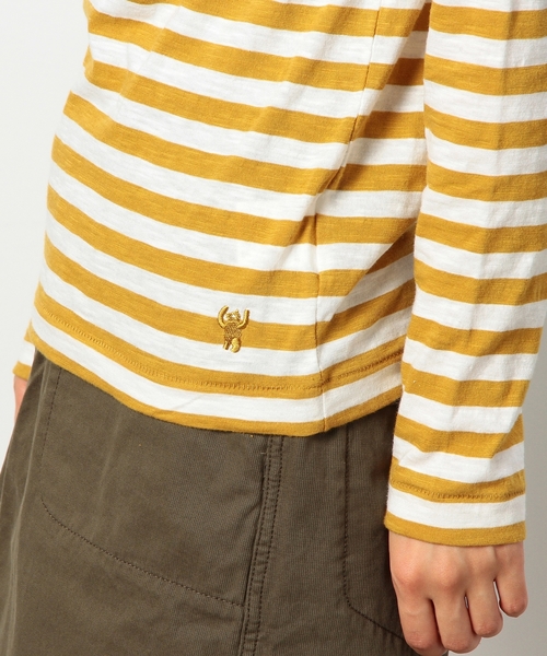 coen（コーエン）の「スラブ天竺ボーダーカットソー（Tシャツ/カットソー・レディース・ブラック/グレー/マスタード/ネイビー・LARGE/MEDIUM）」の12枚目の写真