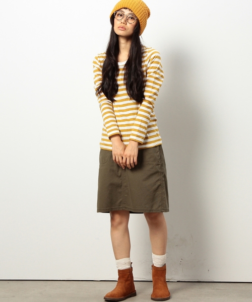 coen（コーエン）の「スラブ天竺ボーダーカットソー（Tシャツ/カットソー・レディース・ブラック/グレー/マスタード/ネイビー・LARGE/MEDIUM）」の19枚目の写真