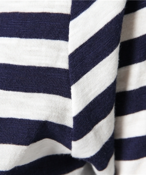 coen（コーエン）の「スラブ天竺ボーダーカットソー（Tシャツ/カットソー・レディース・ブラック/グレー/マスタード/ネイビー・LARGE/MEDIUM）」の8枚目の写真