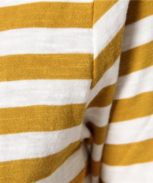 coen（コーエン）の「スラブ天竺ボーダーカットソー（Tシャツ/カットソー・レディース・ブラック/グレー/マスタード/ネイビー・LARGE/MEDIUM）」の9枚目の写真