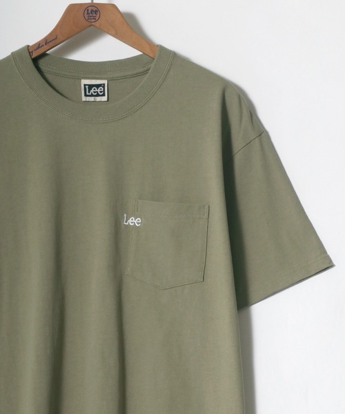 Lee(リー)の「Lee/リー ワンポイント ミニロゴ刺繍 ポケット Tシャツ/無地T(Tシャツ/カットソー・メンズ・ブラック/ベージュ/オフホワイト/オリーブ/ブルーグレー・S/M/L/XL)」の5枚目の写真