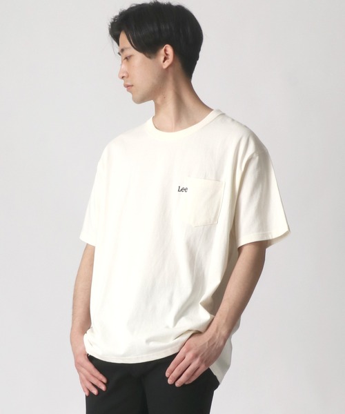 Lee(リー)の「Lee/リー ワンポイント ミニロゴ刺繍 ポケット Tシャツ/無地T(Tシャツ/カットソー・メンズ・ブラック/ベージュ/オフホワイト/オリーブ/ブルーグレー・S/M/L/XL)」の16枚目の写真