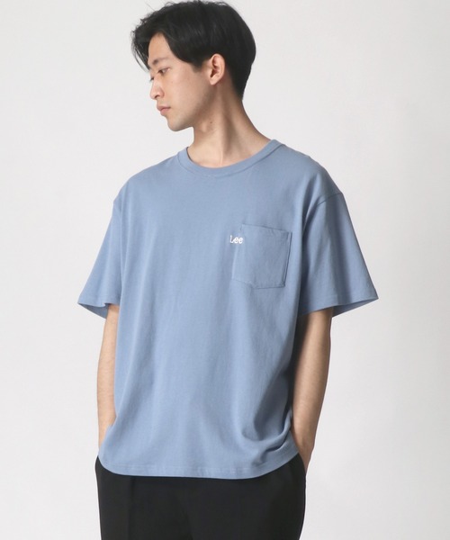 Lee(リー)の「Lee/リー ワンポイント ミニロゴ刺繍 ポケット Tシャツ/無地T(Tシャツ/カットソー・メンズ・ブラック/ベージュ/オフホワイト/オリーブ/ブルーグレー・S/M/L/XL)」の22枚目の写真