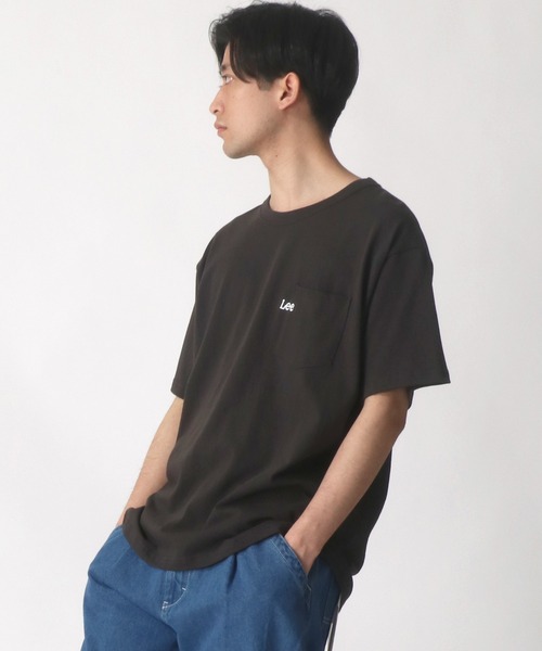 Lee(リー)の「Lee/リー ワンポイント ミニロゴ刺繍 ポケット Tシャツ/無地T(Tシャツ/カットソー・メンズ・ブラック/ベージュ/オフホワイト/オリーブ/ブルーグレー・S/M/L/XL)」の19枚目の写真