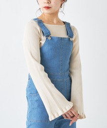 BACKリボンフリルリブニット