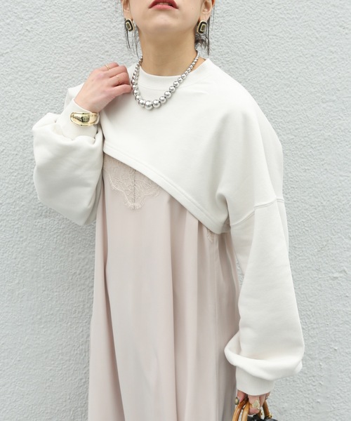 ap retro（アプレトロ）の「ボリュームスリーブショートスウェット【ZOZOTOWN限定商品】（スウェット・レディース・ブラック/サックスブルー/ライトカーキ/アイボリー・FREE）」の12枚目の写真