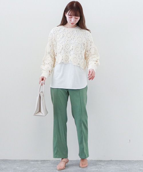 archives（アルシーヴ）の「カギ針ニット×スリットロングＴセット（Tシャツ/カットソー・レディース・オフホワイト/ブラック/ブルー/イエロー・MEDIUM）」の13枚目の写真