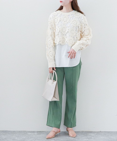 archives（アルシーヴ）の「カギ針ニット×スリットロングＴセット（Tシャツ/カットソー・レディース・オフホワイト/ブラック/ブルー/イエロー・MEDIUM）」の15枚目の写真