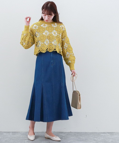 archives（アルシーヴ）の「カギ針ニット×スリットロングＴセット（Tシャツ/カットソー・レディース・オフホワイト/ブラック/ブルー/イエロー・MEDIUM）」の16枚目の写真