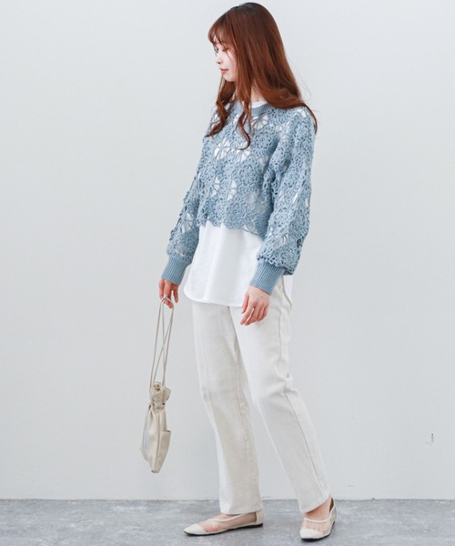 archives（アルシーヴ）の「カギ針ニット×スリットロングＴセット（Tシャツ/カットソー・レディース・オフホワイト/ブラック/ブルー/イエロー・MEDIUM）」の12枚目の写真