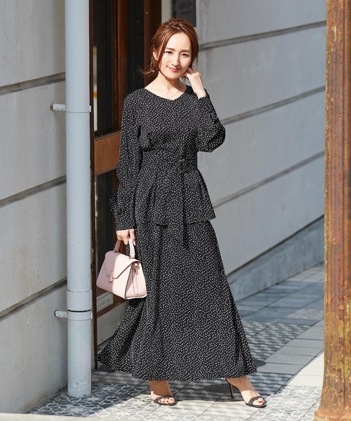 stina ブラックリボンロング巻きスカート　グレー stina / black ribbon wrap skirt / black