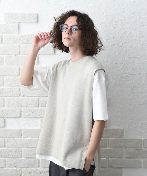 NIDO(ニド)の「リッジストライプニットベスト(ニット/セーター・メンズ・ベージュ/ブラウン/パープル・LARGE/MEDIUM)」の2枚目の写真