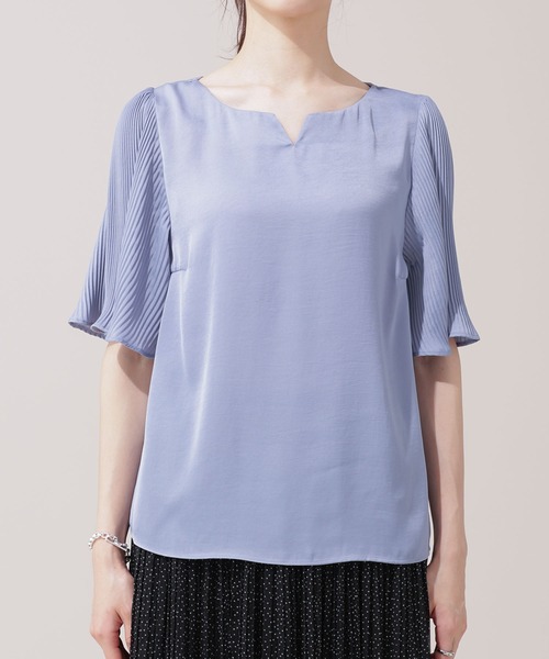 NANO universe(ナノユニバース)の「パーツ付きプリーツスリーブブラウス 5分袖(シャツ/ブラウス・レディース・アイボリー/ベージュ/チャコール・マルチサイズ)」の7枚目の写真