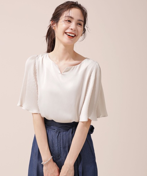 NANO universe(ナノユニバース)の「パーツ付きプリーツスリーブブラウス 5分袖(シャツ/ブラウス・レディース・アイボリー/ベージュ/チャコール・マルチサイズ)」の16枚目の写真