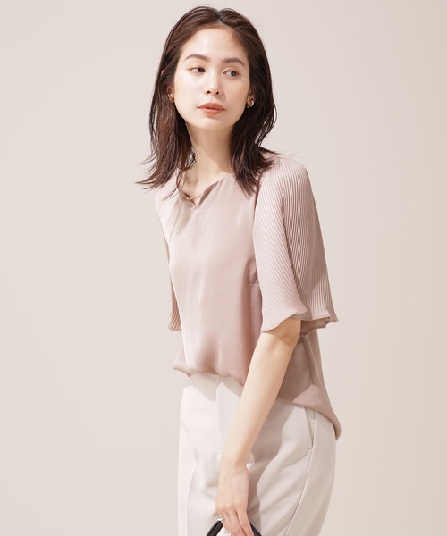 NANO universe(ナノユニバース)の「パーツ付きプリーツスリーブブラウス 5分袖(シャツ/ブラウス・レディース・アイボリー/ベージュ/チャコール・マルチサイズ)」の12枚目の写真