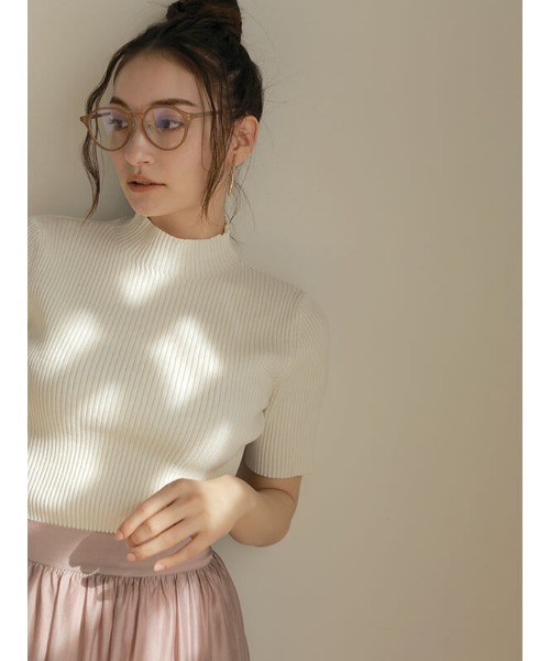CUT(カット)の「Spring harf sleeve ニット(ニット/セーター・レディース・ブラック/イエロー/ホワイト・FREE)」の1枚目の写真
