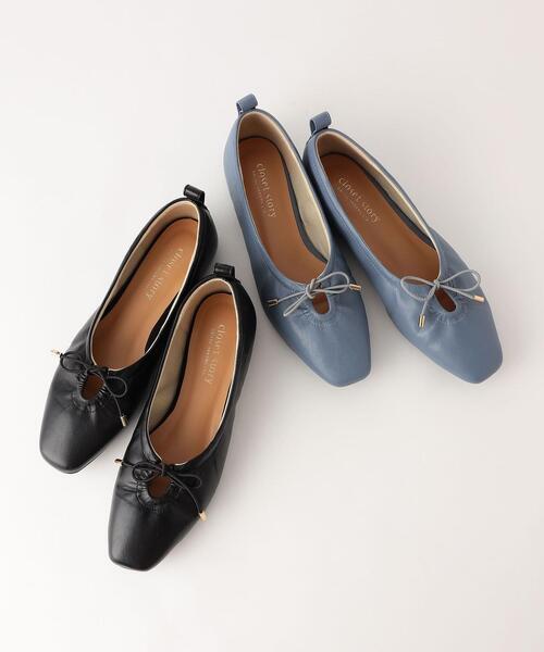 closet story（クローゼットストーリー）の「＜closet story＞FL スクエアトゥ Uカットリボン フラットシューズ（その他シューズ・レディース・ライトブルー/ブラック・23cm/23.5cm/24cm/24.5cm）」の9枚目の写真
