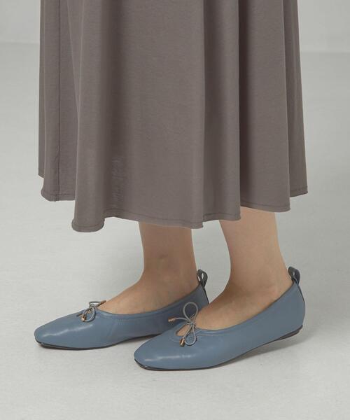 closet story（クローゼットストーリー）の「＜closet story＞FL スクエアトゥ Uカットリボン フラットシューズ（その他シューズ・レディース・ライトブルー/ブラック・23cm/23.5cm/24cm/24.5cm）」の11枚目の写真