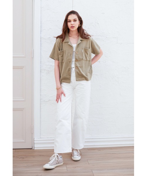 ALEXIA STAM（アリシアスタン）の「Terry Cloth Open Collar Shirt/テリークロスオープンカラーシャツ（シャツ/ブラウス・レディース・チャコールグレー/カーキ/モカ・FREE）」の15枚目の写真