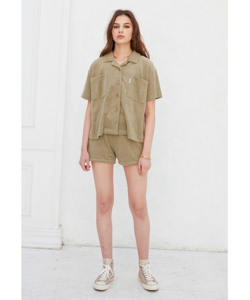 ALEXIA STAM（アリシアスタン）の「Terry Cloth Open Collar Shirt/テリークロスオープンカラーシャツ（シャツ/ブラウス・レディース・チャコールグレー/カーキ/モカ・FREE）」の16枚目の写真