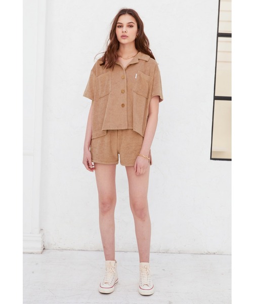 ALEXIA STAM（アリシアスタン）の「Terry Cloth Open Collar Shirt/テリークロスオープンカラーシャツ（シャツ/ブラウス・レディース・チャコールグレー/カーキ/モカ・FREE）」の11枚目の写真