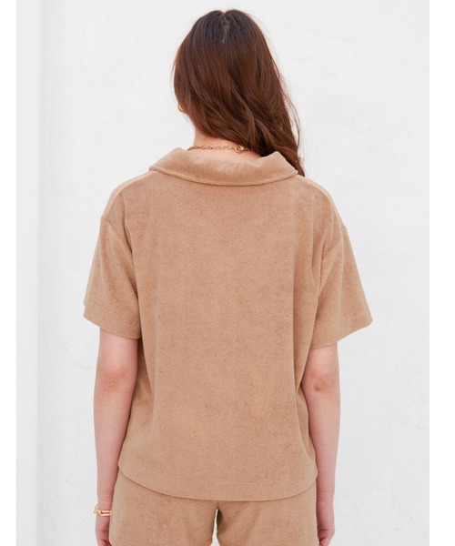 ALEXIA STAM（アリシアスタン）の「Terry Cloth Open Collar Shirt/テリークロスオープンカラーシャツ（シャツ/ブラウス・レディース・チャコールグレー/カーキ/モカ・FREE）」の14枚目の写真
