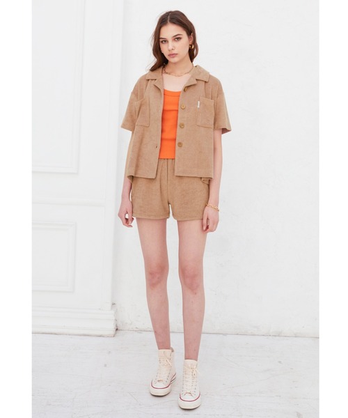 ALEXIA STAM（アリシアスタン）の「Terry Cloth Open Collar Shirt/テリークロスオープンカラーシャツ（シャツ/ブラウス・レディース・チャコールグレー/カーキ/モカ・FREE）」の9枚目の写真