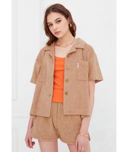 ALEXIA STAM（アリシアスタン）の「Terry Cloth Open Collar Shirt/テリークロスオープンカラーシャツ（シャツ/ブラウス・レディース・チャコールグレー/カーキ/モカ・FREE）」の12枚目の写真