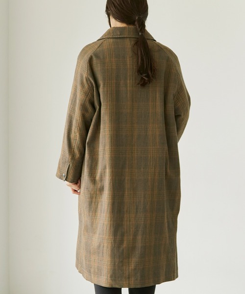 note et silence (ノートエシロンス)の「Woolギャバ近江晒 エボダウンコート(ステンカラーコート・レディース・チャコールグレー/チェック・FREE)」の5枚目の写真