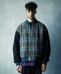 TAUPE/トープ/Vintage Check Stadium Jacket/ヴィンテージチェックスタジアムジャンパー