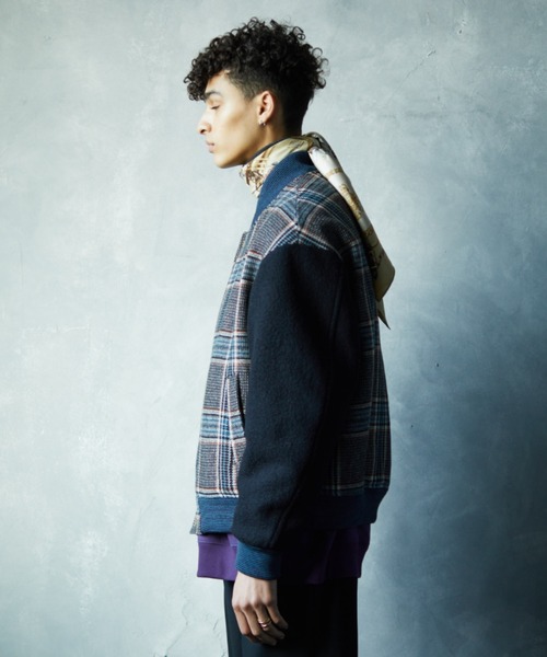 TAUPE(トープ)の「TAUPE/トープ/Vintage Check Stadium Jacket/ヴィンテージチェックスタジアムジャンパー(スタジャン・メンズ・ブラック/ワインレッド・3)」の10枚目の写真