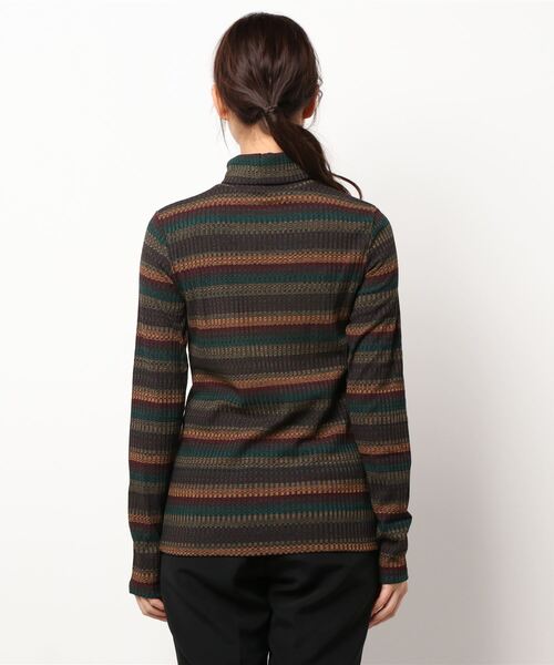 SISLEY(シスレー)の「ボーダータートルネック長袖カットソー(Tシャツ/カットソー・レディース・マルチ/ダークグレー/グレー・MEDIUM/SMALL/X-SMALL)」の5枚目の写真