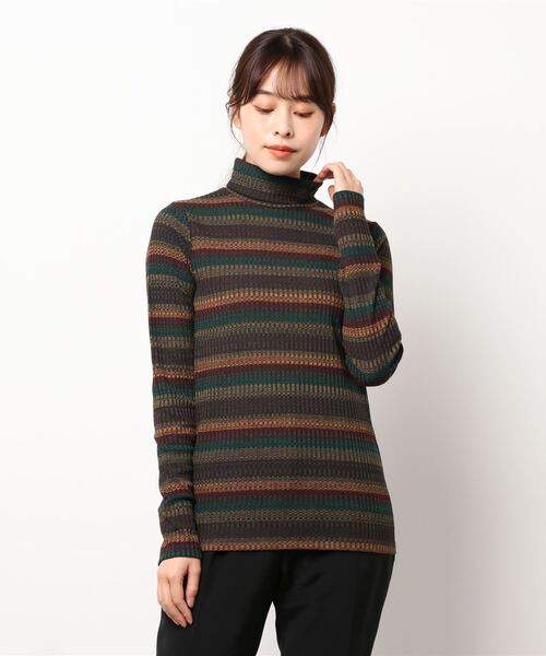 SISLEY(シスレー)の「ボーダータートルネック長袖カットソー(Tシャツ/カットソー・レディース・マルチ/ダークグレー/グレー・MEDIUM/SMALL/X-SMALL)」の7枚目の写真