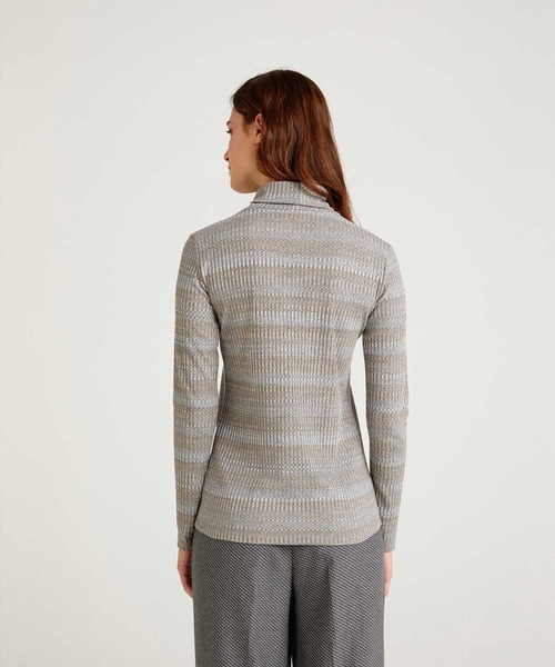 SISLEY(シスレー)の「ボーダータートルネック長袖カットソー(Tシャツ/カットソー・レディース・マルチ/ダークグレー/グレー・MEDIUM/SMALL/X-SMALL)」の13枚目の写真