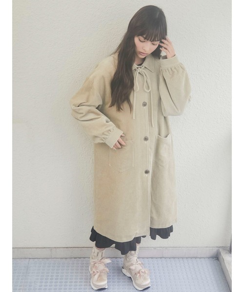 merry jenny（メリージェニー）の「コールリボンステンカラーコート（ステンカラーコート・レディース・ブラック/ベージュ/カーキ・FREE）」の4枚目の写真
