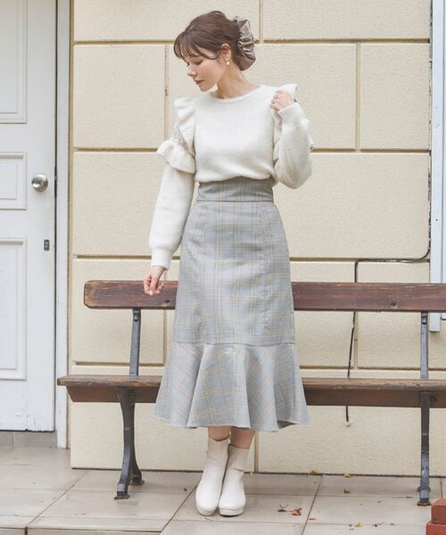 MAJESTIC LEGON（マジェスティックレゴン）の「クラシックハイウエストスカート（スカート・レディース・アイボリー/ブラウン系その他2/モカ・SMALL/MEDIUM）」の5枚目の写真