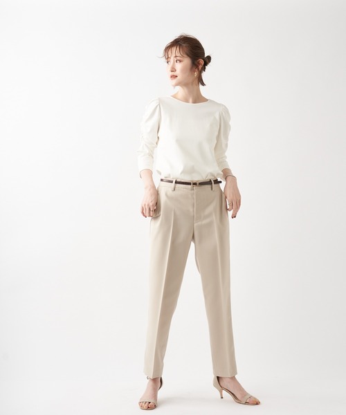 un dix cors（アンディコール）の「オンオフ兼用の万能パンツ　ノータックテーパードパンツ（スラックス・レディース・ベージュ/ネイビー/ピンク・36/38）」の10枚目の写真