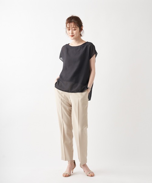 un dix cors（アンディコール）の「オンオフ兼用の万能パンツ　ノータックテーパードパンツ（スラックス・レディース・ベージュ/ネイビー/ピンク・36/38）」の11枚目の写真
