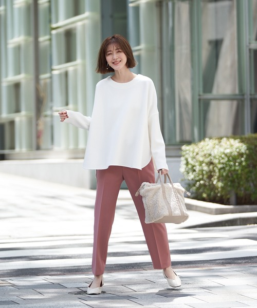 un dix cors（アンディコール）の「オンオフ兼用の万能パンツ　ノータックテーパードパンツ（スラックス・レディース・ベージュ/ネイビー/ピンク・36/38）」の6枚目の写真