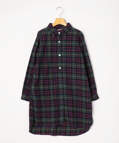 SHIPS KIDS:ネル チェック シャツ ワンピース(140～150cm)