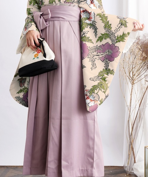 新品【ラベンダーにもくもく梅 × LL】utatane ウタタネ 二尺袖 袴 utatane（ウタタネ）の「袴セット 紫のアネモネ（着物）」 - WEAR