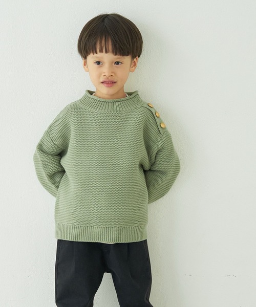 ROPE' PICNIC（ロペピクニック）の「【KIDS】バンドンニットガーター肩釦プルオーバー（ニット/セーター・キッズ・グリーン系その他/イエロー系その他/キナリ・110/120/130/140）」の9枚目の写真