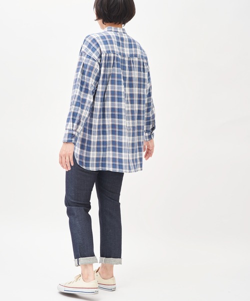 RUGGEDWORKS(ラゲッドワークス)の「《親子お揃い》 チェックブラウス(シャツ/ブラウス・レディース・ベージュ/ネイビー・FREE)」の3枚目の写真