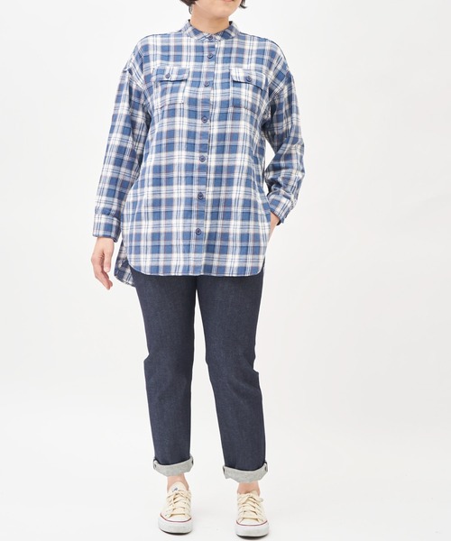 RUGGEDWORKS(ラゲッドワークス)の「《親子お揃い》 チェックブラウス(シャツ/ブラウス・レディース・ベージュ/ネイビー・FREE)」の8枚目の写真