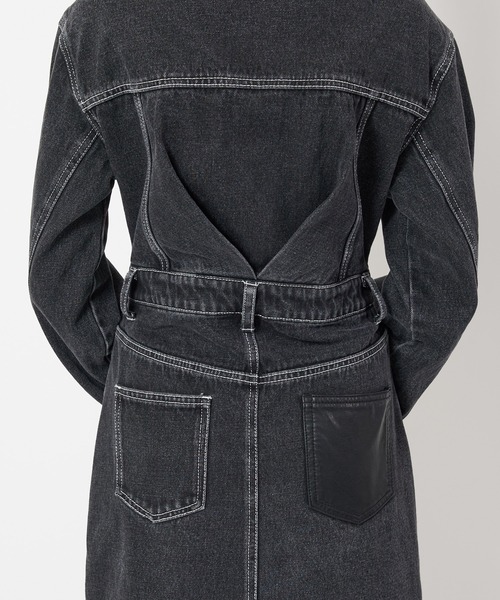 SPIRALGIRL(スパイラルガール)の「合皮ポケットデニムミニワンピース(ワンピース・レディース・ブラック/インディゴブルー・FREE)」の9枚目の写真