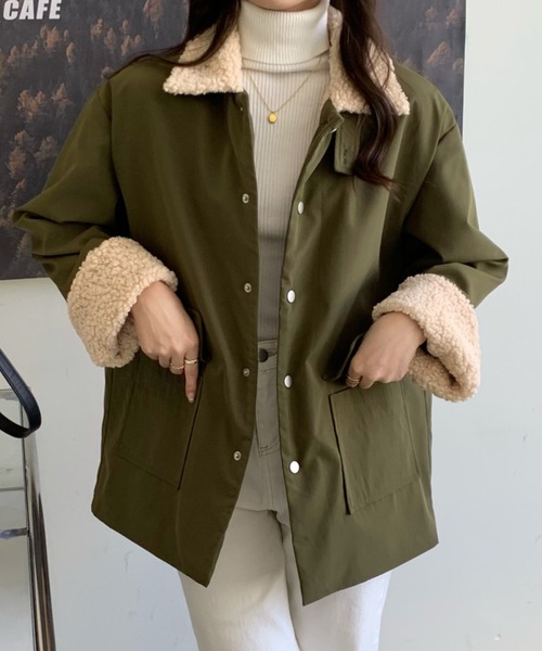 emi+（エミプラス）の「ボアドッキングブルゾン（ブルゾン・レディース・ブラック/キャメル/カーキ/アイボリー/チャコールグレー・FREE）」の22枚目の写真