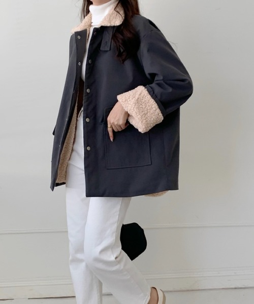 emi+（エミプラス）の「ボアドッキングブルゾン（ブルゾン・レディース・ブラック/キャメル/カーキ/アイボリー/チャコールグレー・FREE）」の18枚目の写真