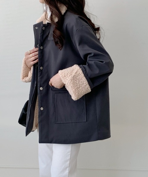 emi+（エミプラス）の「ボアドッキングブルゾン（ブルゾン・レディース・ブラック/キャメル/カーキ/アイボリー/チャコールグレー・FREE）」の17枚目の写真